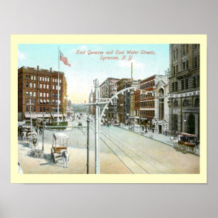 Genesee & Water Street, Syrakus, New York Vintag Poster