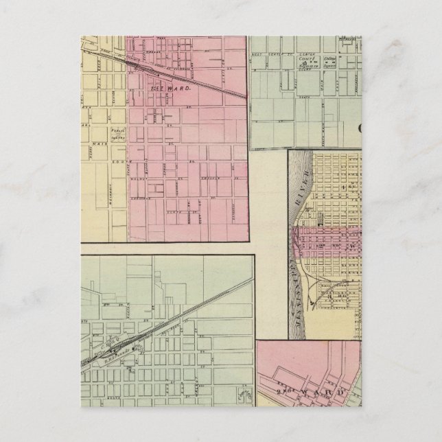 Geneseo, Kewanee, Cambridge, Fulton und Morrison Postkarte (Vorderseite)