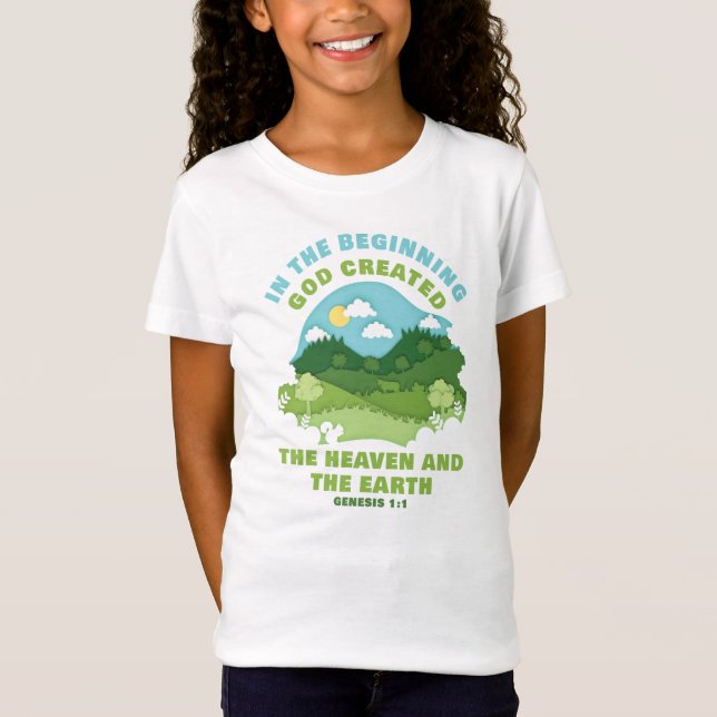 Genesis 1:1 im ersten Gott erschuf Kid Glaube T-Shirt (Vorderseite)