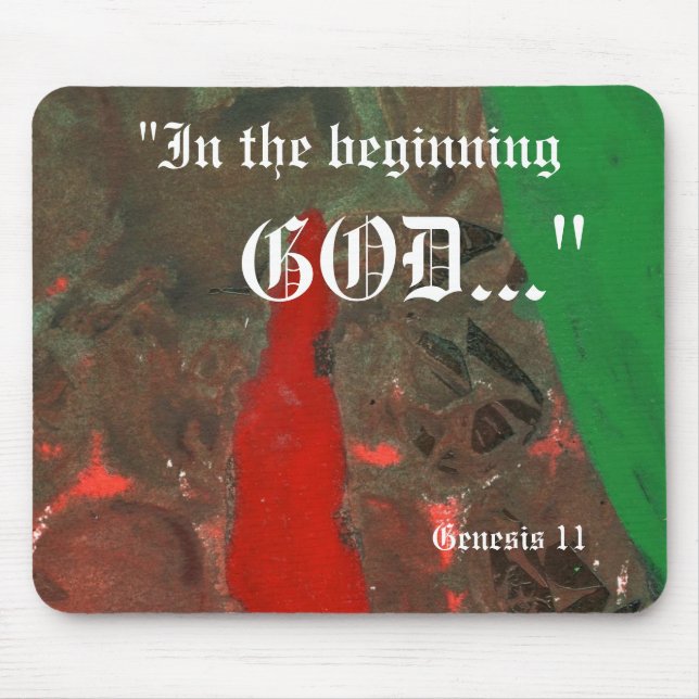 "Genesis 1:1" Leaf Nature Print Mousepad (Vorne)