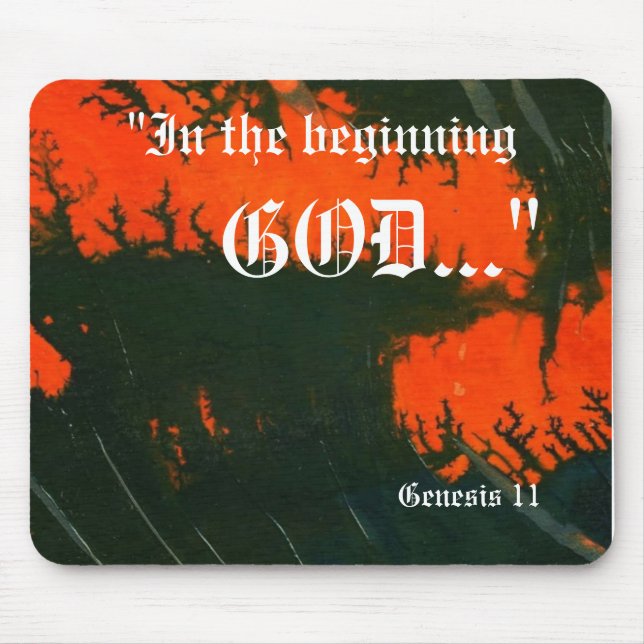 "Genesis 1:1" Leaf Nature Print Mousepad (Vorne)