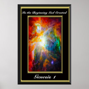 Genesis 1 Am Anfang schuf Gott schwarz Poster