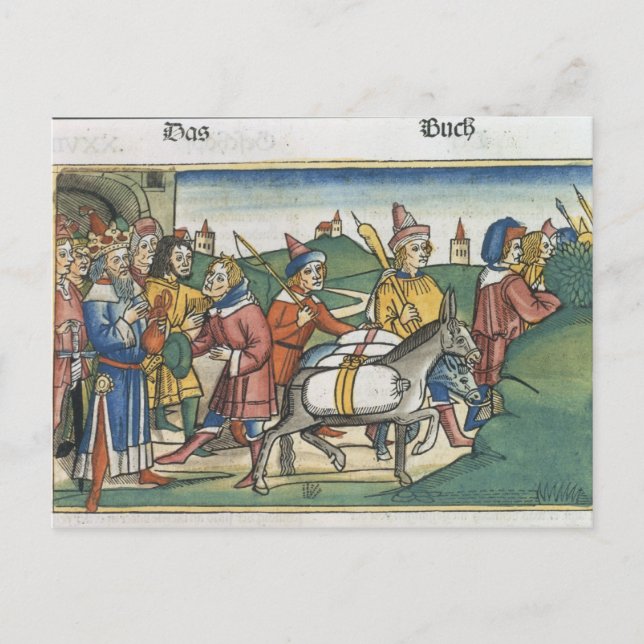 Genesis 42 25-28 Joseph sendet seinen Brüdern Zuha Postkarte (Vorderseite)