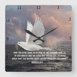 Genesis 8:11 quadratische wanduhr