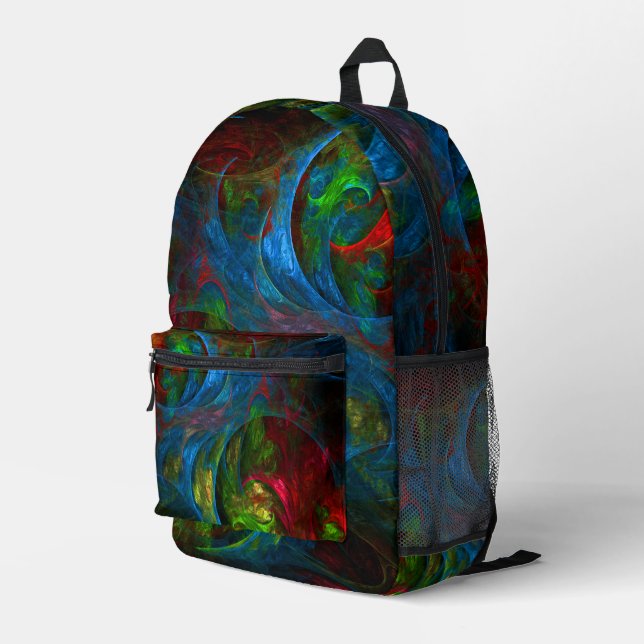 Genesis Blue Abstrakt Art Bedruckter Rucksack (Rückseitige Ecke Rechts)