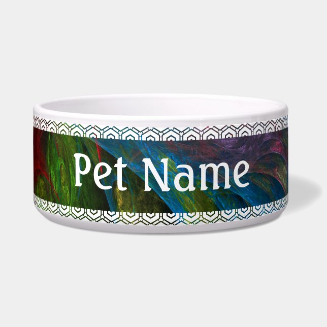 Genesis Blue Abstrakt Art Dog Bowl Napf (Vorderseite)