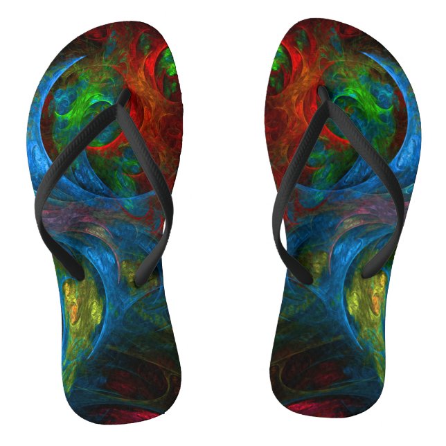 Genesis Blue Abstrakt Art Flip Flops (Fußbett)