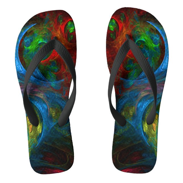 Genesis Blue Abstrakt Art Flip Flops (Fußbett)