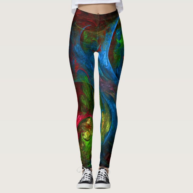 Genesis Blue Abstrakt Art Leggings (Vorderseite)
