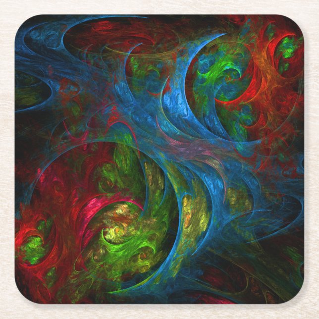 Genesis Blue Abstrakt Art Rechteckiger Pappuntersetzer (Vorderseite)