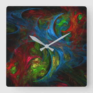 Genesis Blue Abstrakt Art Square Quadratische Wanduhr
