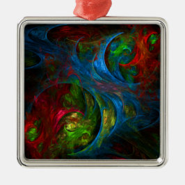 Genesis Blue Abstrakt Art Square Silbernes Ornament