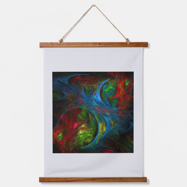 Genesis Blue Abstrakt Art Wandteppich Mit Holzrahmen (Vorderseite)