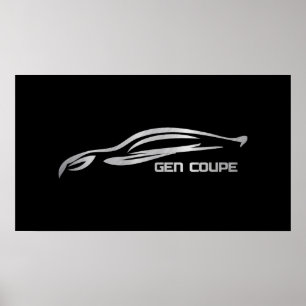 Genesis Coupe Silver Silhouette Logo Poster