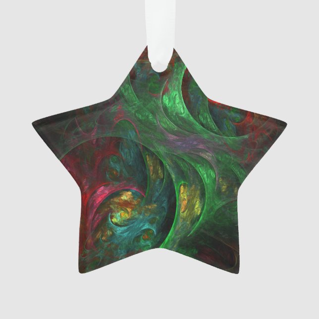 Genesis Green Abstrakt Art Acrylic Star Ornament (Vorderseite)