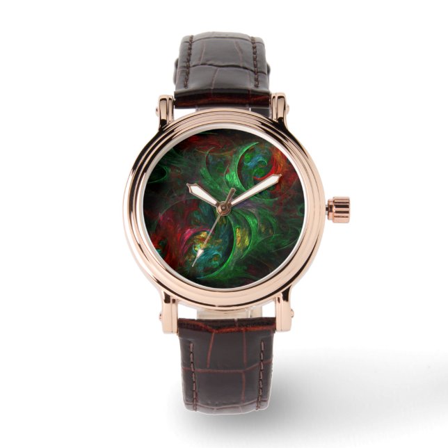 Genesis Green Abstrakt Art Armbanduhr (Vorderseite)