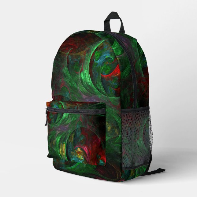 Genesis Green Abstrakt Art Bedruckter Rucksack (Rückseitige Ecke Rechts)