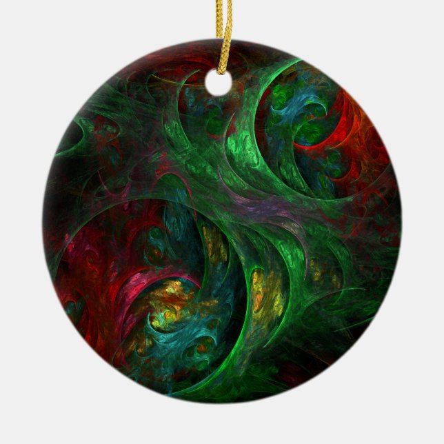 Genesis Green Abstrakt Art Circle Ornament (Vorne)