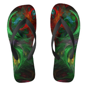 Genesis Green Abstrakt Art Flip Flops