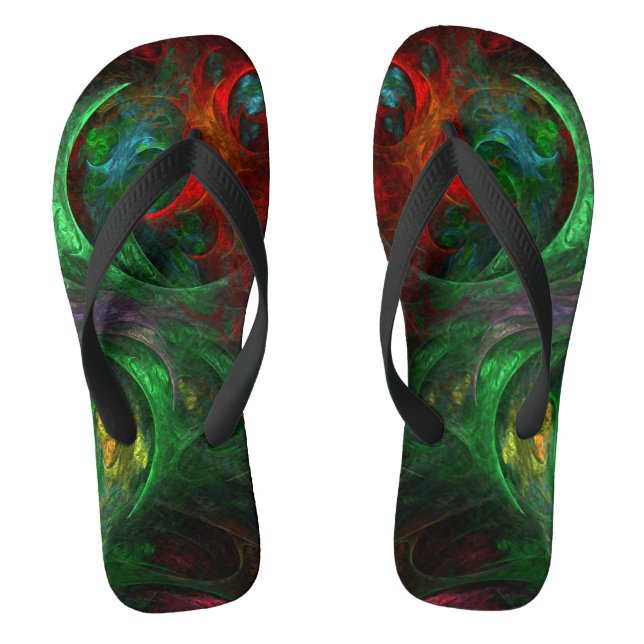 Genesis Green Abstrakt Art Flip Flops (Fußbett)