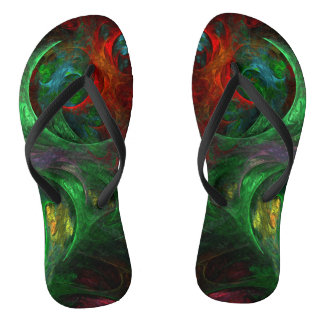 Genesis Green Abstrakt Art Flip Flops