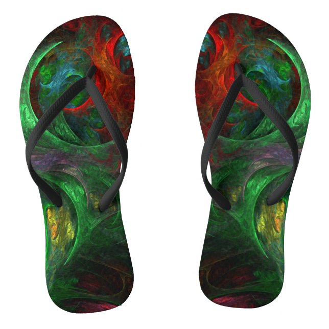 Genesis Green Abstrakt Art Flip Flops (Fußbett)