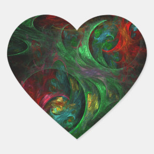 Genesis Green Abstrakt Art Heart Sticker