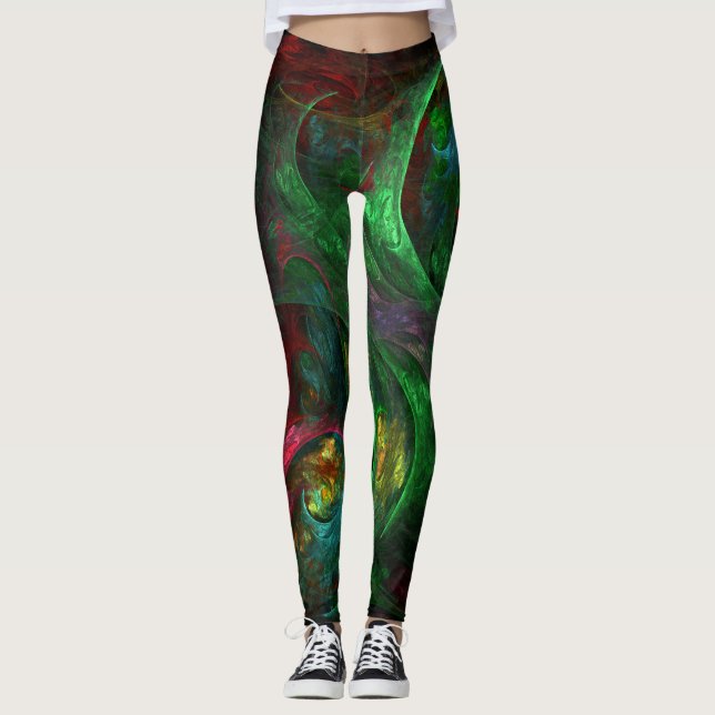 Genesis Green Abstrakt Art Leggings (Vorderseite)