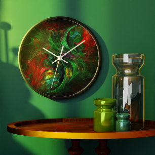 Genesis Green Abstrakt Art Round Große Wanduhr
