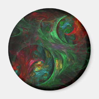Genesis Green Abstrakt Art Round Magnet