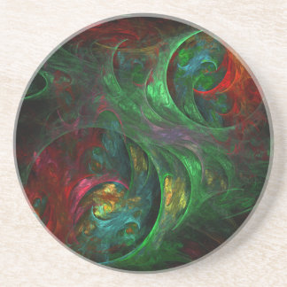 Genesis Green Abstrakt Art Sandstone Untersetzer