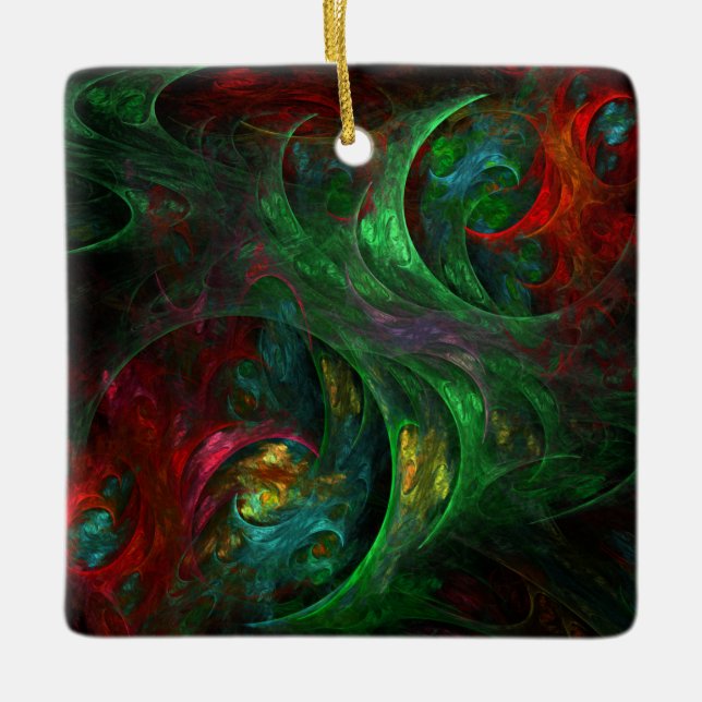 Genesis Green Abstrakt Art Square Keramikornament (Vorderseite)