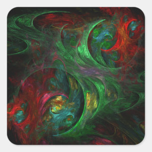 Genesis Green Abstrakt Art Square Sticker