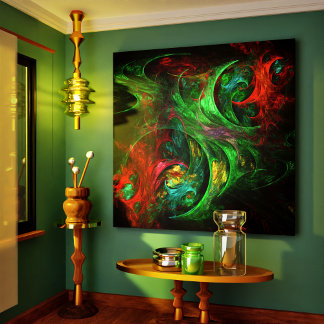 Genesis Green Abstrakt Art Wrapped Canvas Print Leinwanddruck