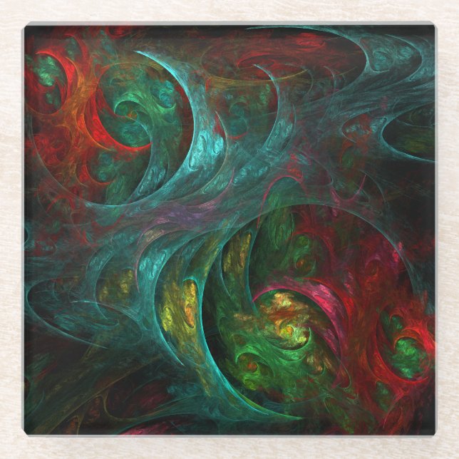 Genesis Nova Abstrakt Art Glasuntersetzer (Vorderseite)