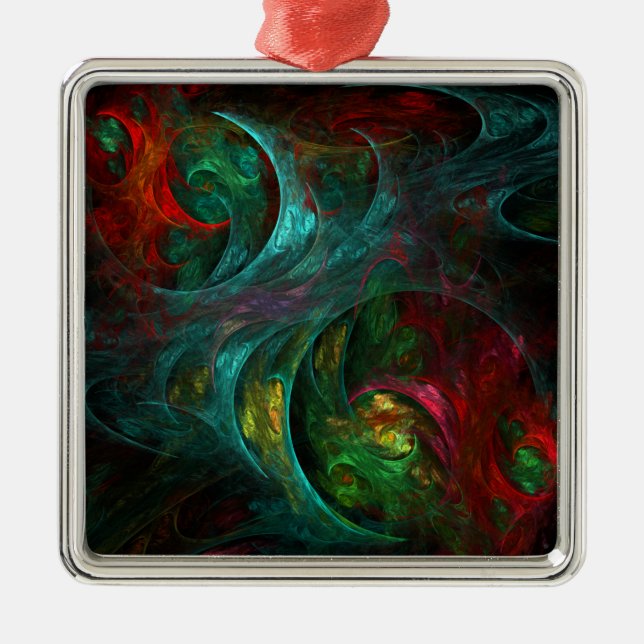 Genesis Nova Abstrakt Art Square Silbernes Ornament (Vorne)
