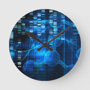 Genetic Science Research as a Medical Abstract Art Runde Wanduhr