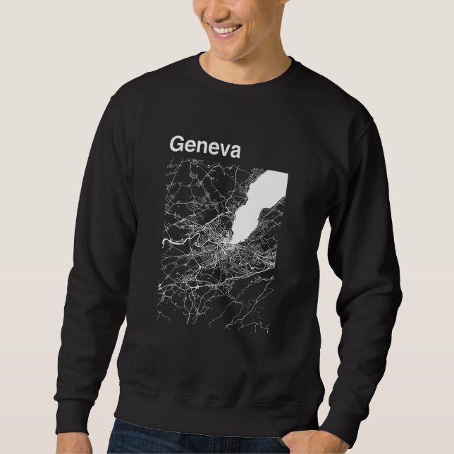 Geneva Switzerland Classic City Map Graphic Sweatshirt (Vorderseite)