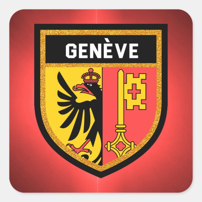 Genève Flag Quadratischer Aufkleber (Vorderseite)