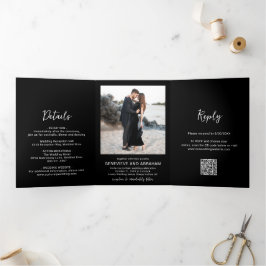 Genevieve Black Foto Moderne Hochzeit Dreifach Gefaltete Einladung