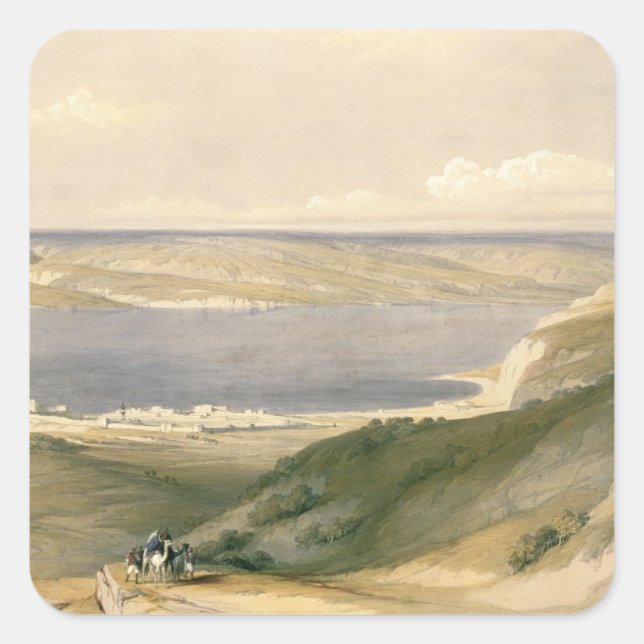 Genezareth, See von Galiläa oder Genezareth, Blick Quadratischer Aufkleber (Vorderseite)
