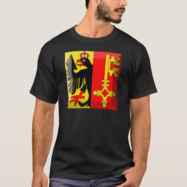 Genf-Flaggen-Edelstein T-Shirt (Vorderseite)