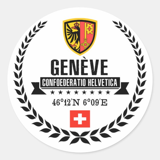Genf Runder Aufkleber (Vorderseite)