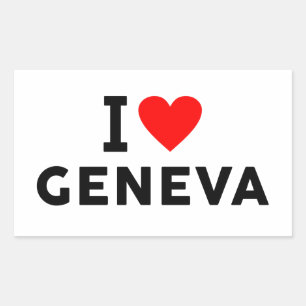 Genf Schweiz Liebesstadt Herz wie Reisen Rechteckiger Aufkleber