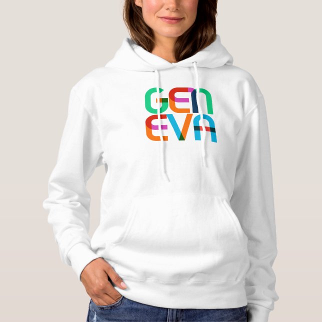 Genf Schweiz Pop Art Briefe Hoodie (Vorderseite)