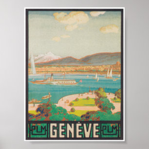 Genf Schweiz Retro Vintage Travel Poster