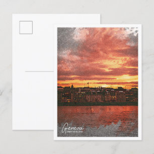 Genf Schweiz Schöne Ölstadt Postkarte