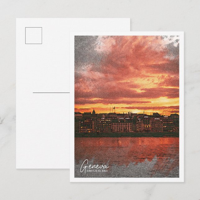 Genf Schweiz Schöne Ölstadt Postkarte (Vorne/Hinten)