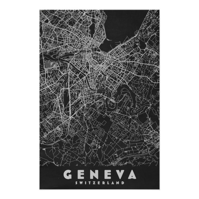 Genf Schweiz Vintage Karte Poster (Vorderseite)
