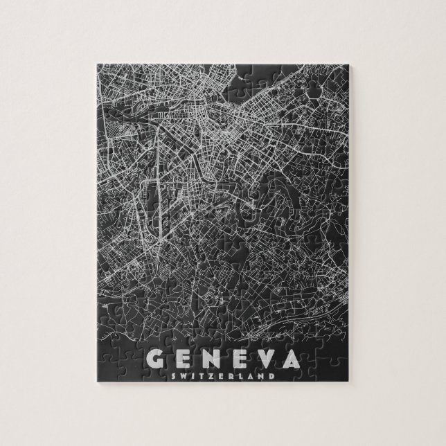 Genf Schweiz Vintage-Karte Puzzle (Vertikal)
